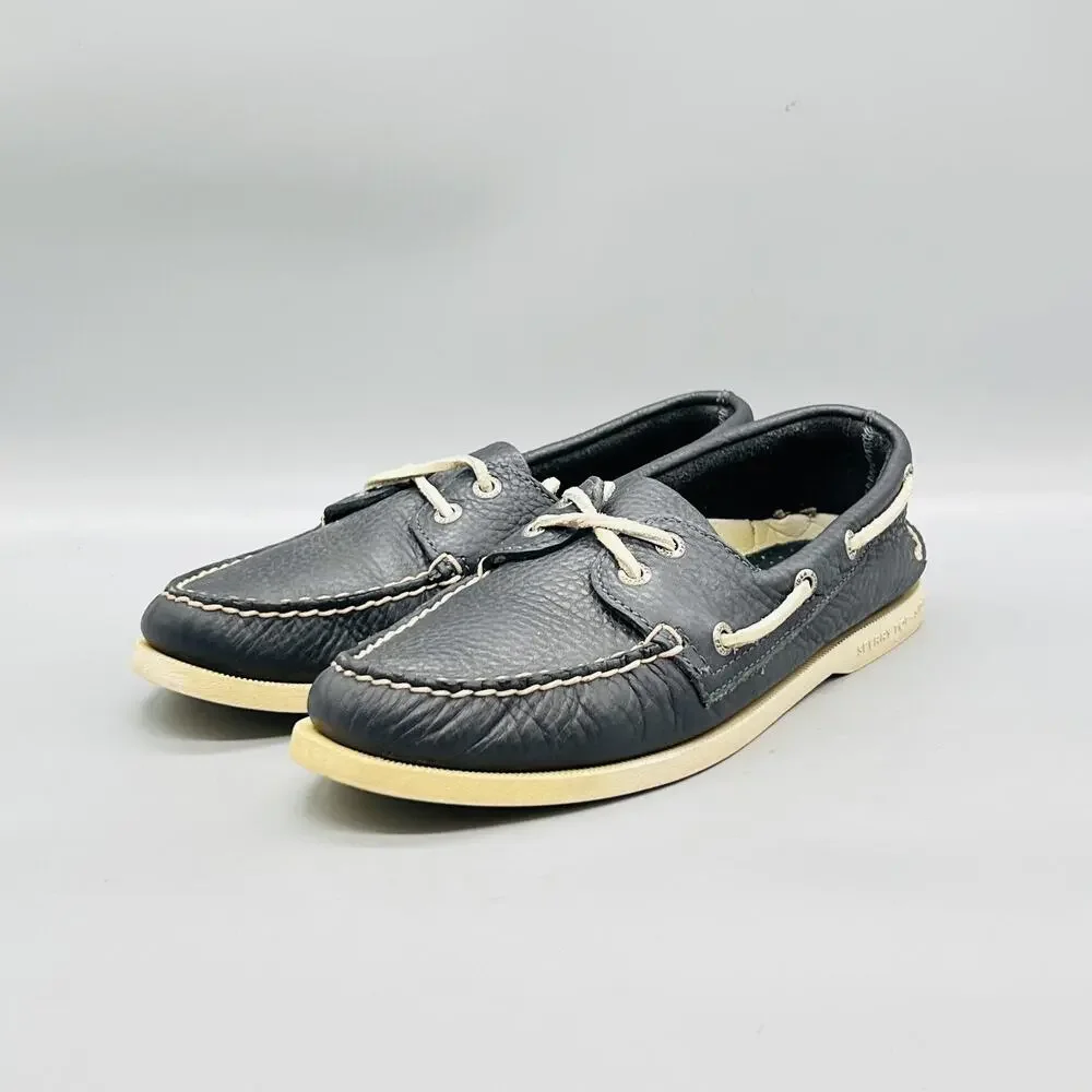 Sperry Shoes Mens 7.5 Blue Leather Top Sider Boat Deck Moc Toe Casual Comfort